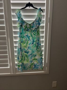 Tommy Bahama Aqua & Green Tropical Print Dress